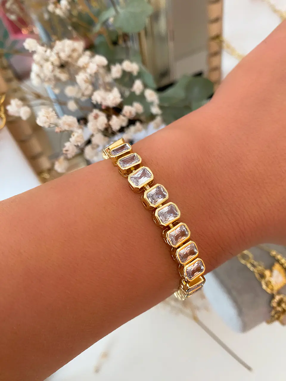 Pulsera Cintillo Cristales Gold 2