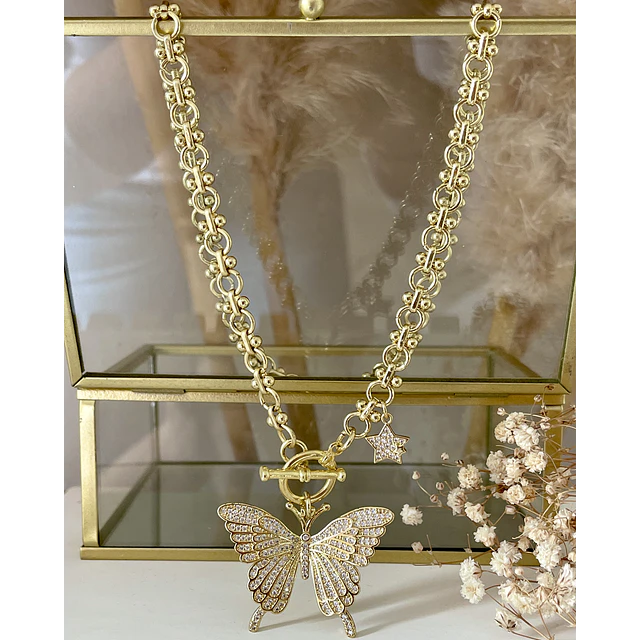 Collar Maxi Mariposa Circones punto de luz gold