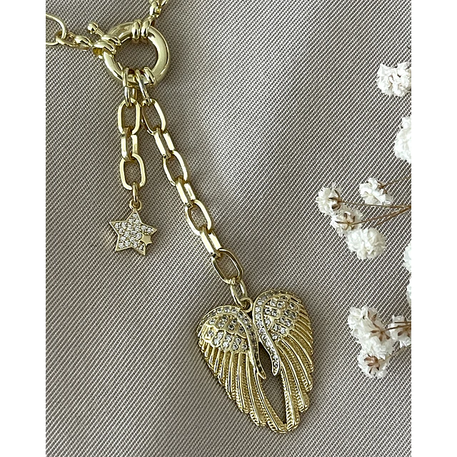 Collar Alas Circones y Estrella Gold