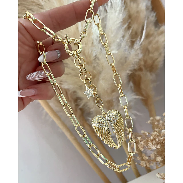 Collar Alas Circones y Estrella Gold