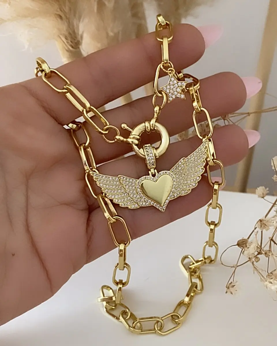 Collar Corazón Alado Circones Gold 1