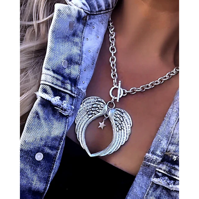 Collar Maxi Alas y Estrellita eslabones ovalados Silver