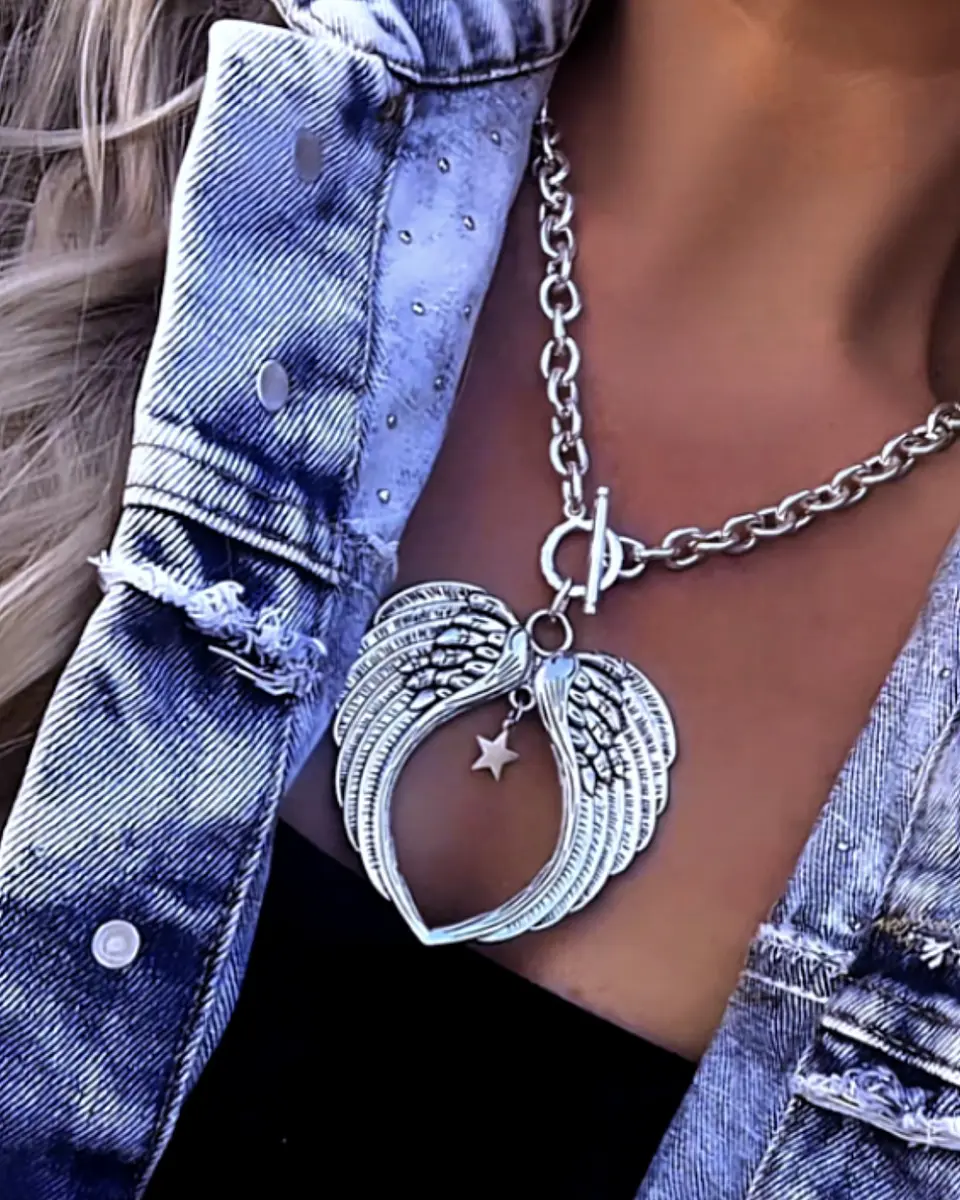 Collar Maxi Alas y Estrellita eslabones ovalados Silver 1