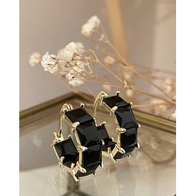 Aros Circones Facetados Black Gold 