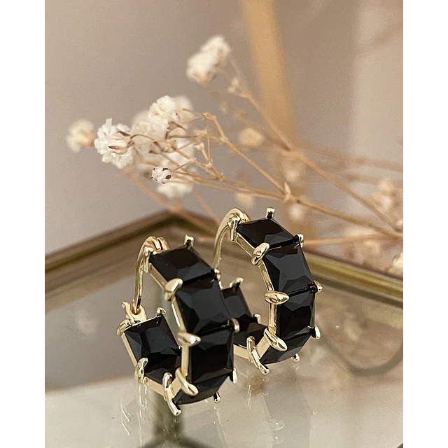 Aros Circones Facetados Black Gold 