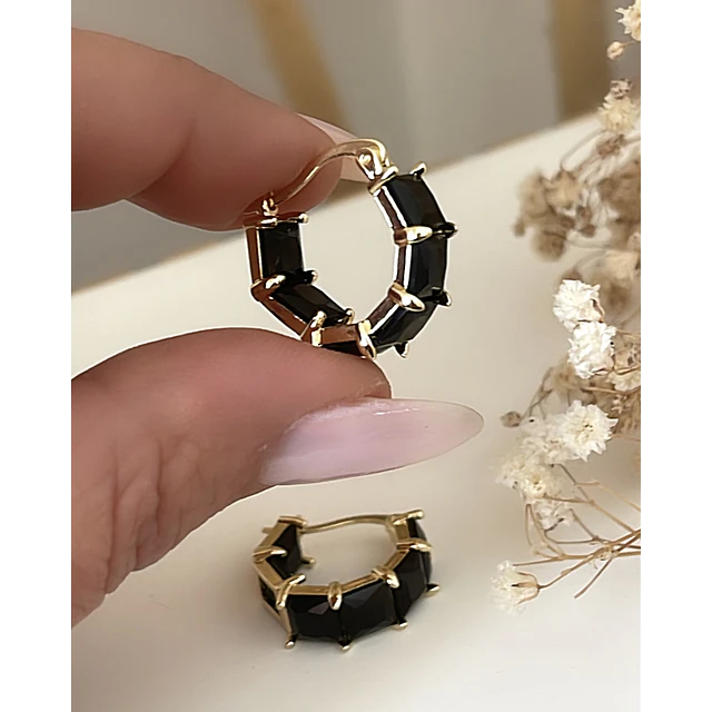 Aros Circones Facetados Black Gold 