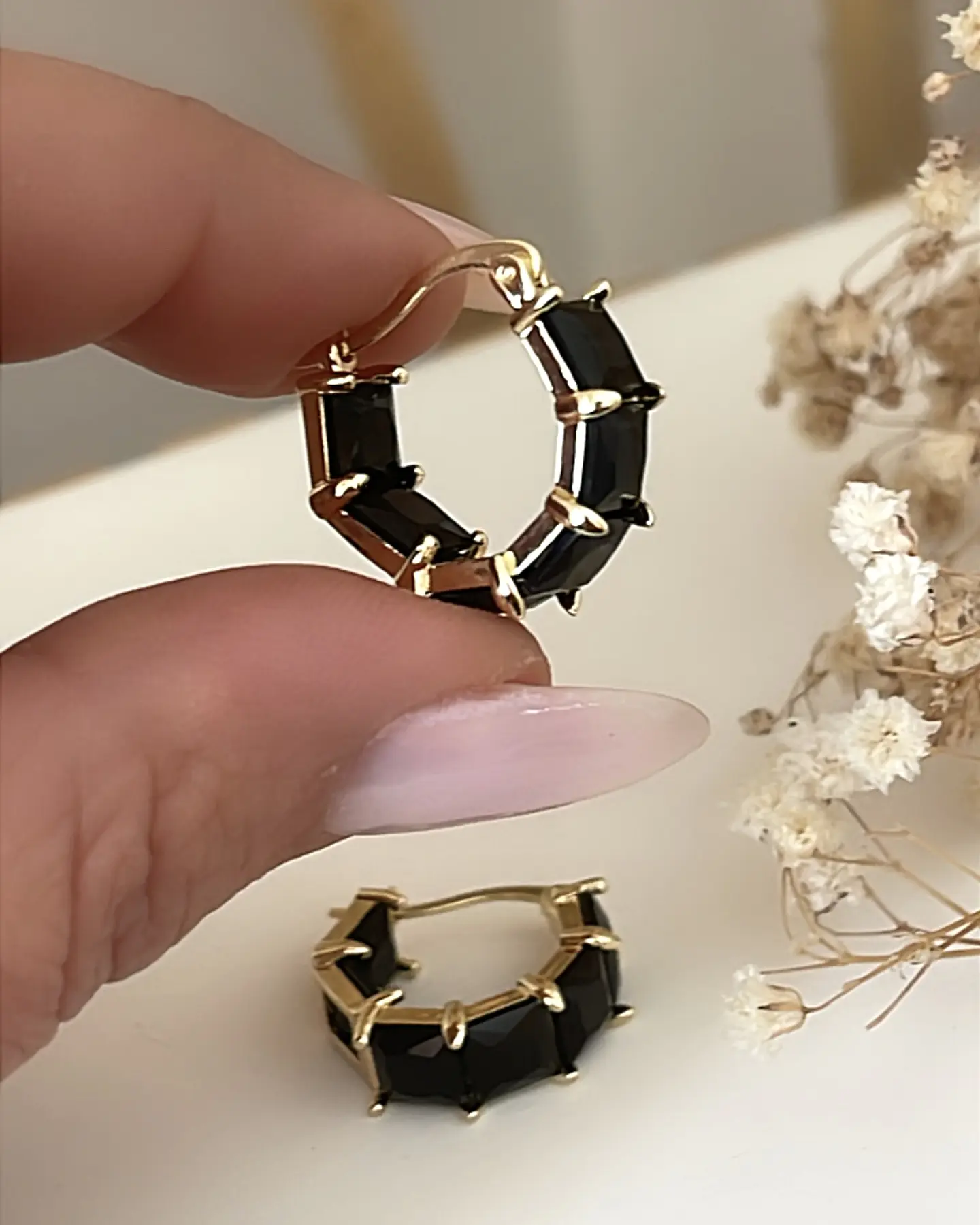 Aros Circones Facetados Black Gold  3