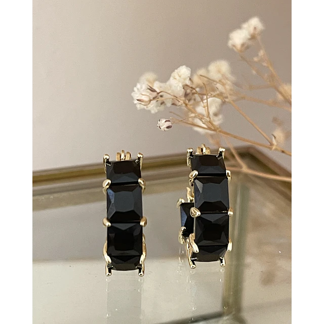 Aros Circones Facetados Black Gold 