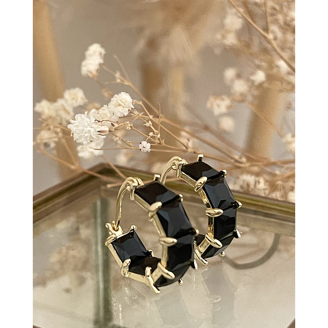 Aros Circones Facetados Black Gold 