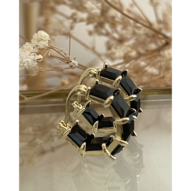 Aros Circones Facetados Black Gold 