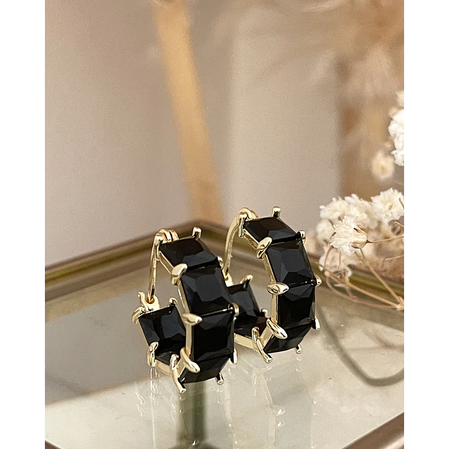 Aros Circones Facetados Black Gold 