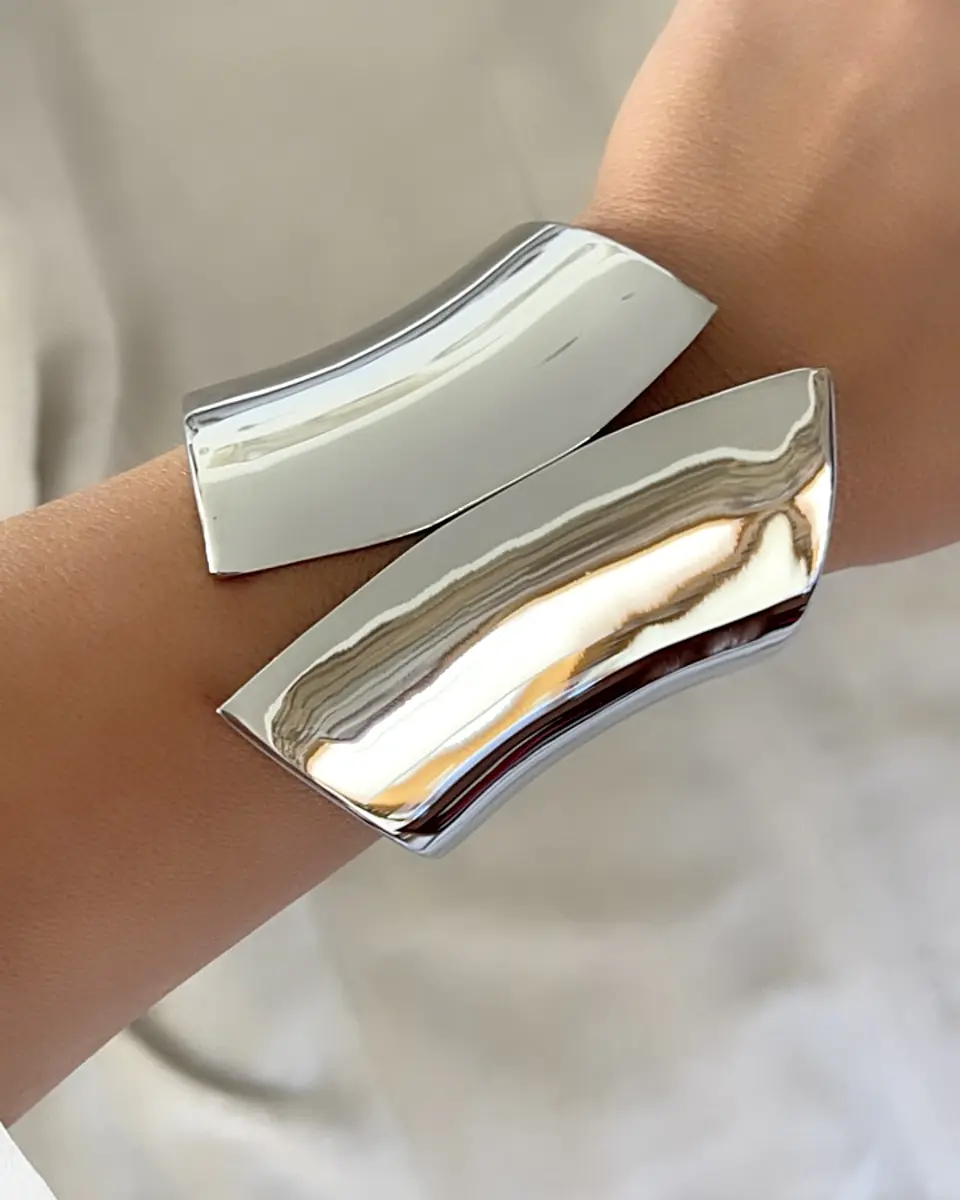 Maxi Brazalete Geométrico silver 3