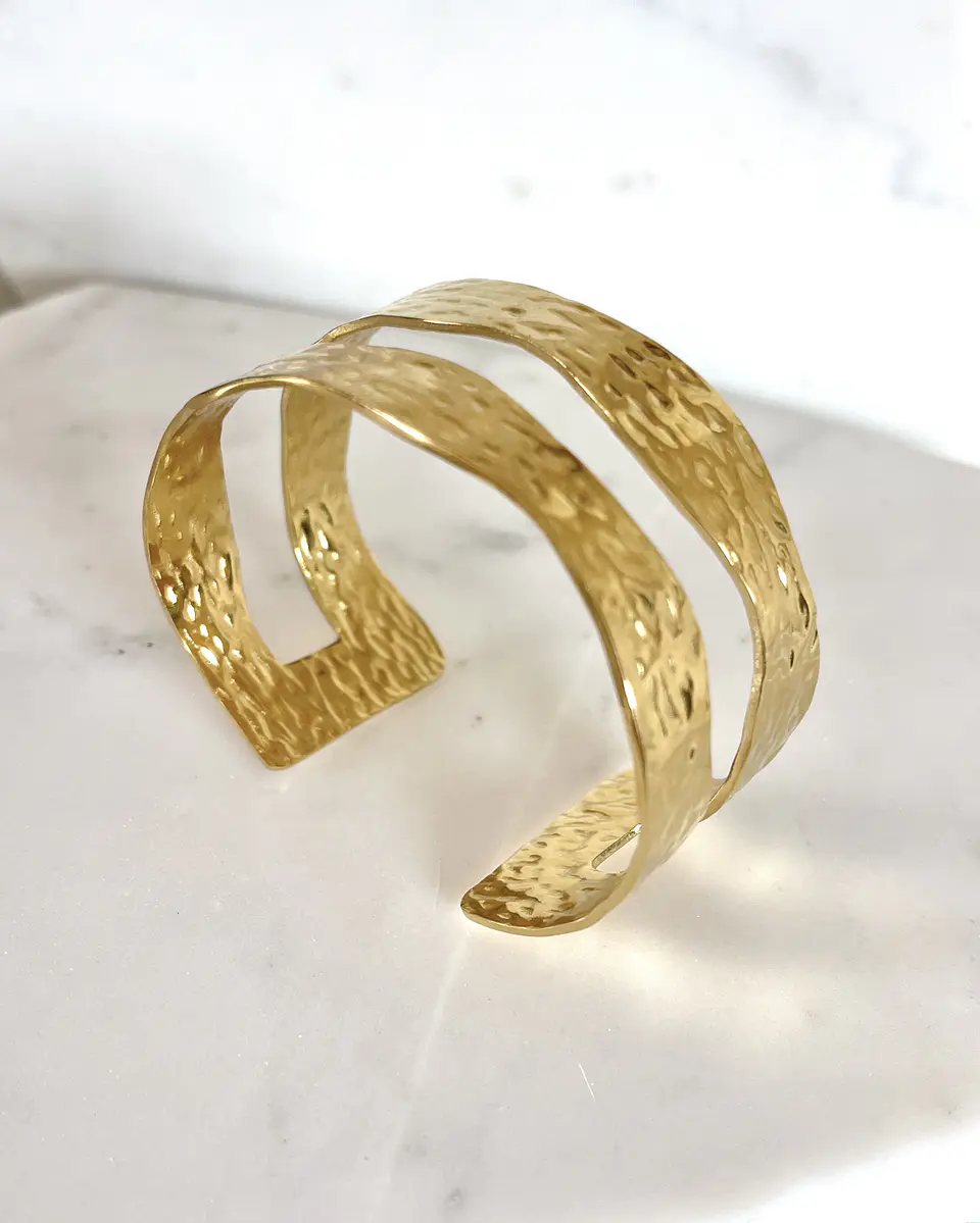Esclava Martillada Doble Gold 2