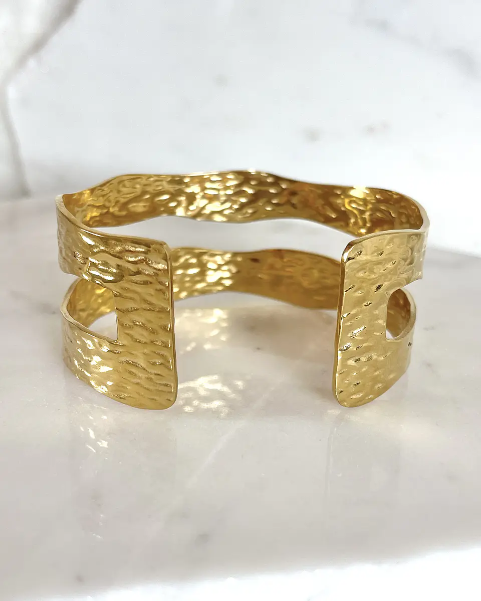 Esclava Martillada Doble Gold 3