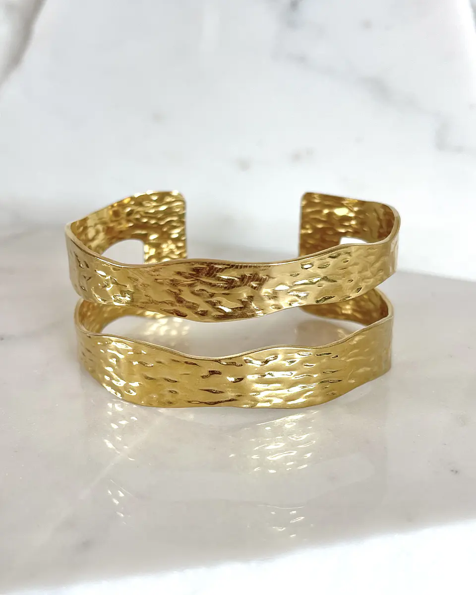 Esclava Martillada Doble Gold 4