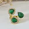 Anillo Trio Cristales Checos Verdes gold
