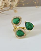 Anillo Trio Cristales Checos Verdes gold - Miniatura 1