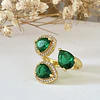 Anillo Trio Cristales Checos Verdes gold