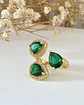 Anillo Trio Cristales Checos Verdes gold - Miniatura 2