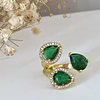 Anillo Trio Cristales Checos Verdes gold