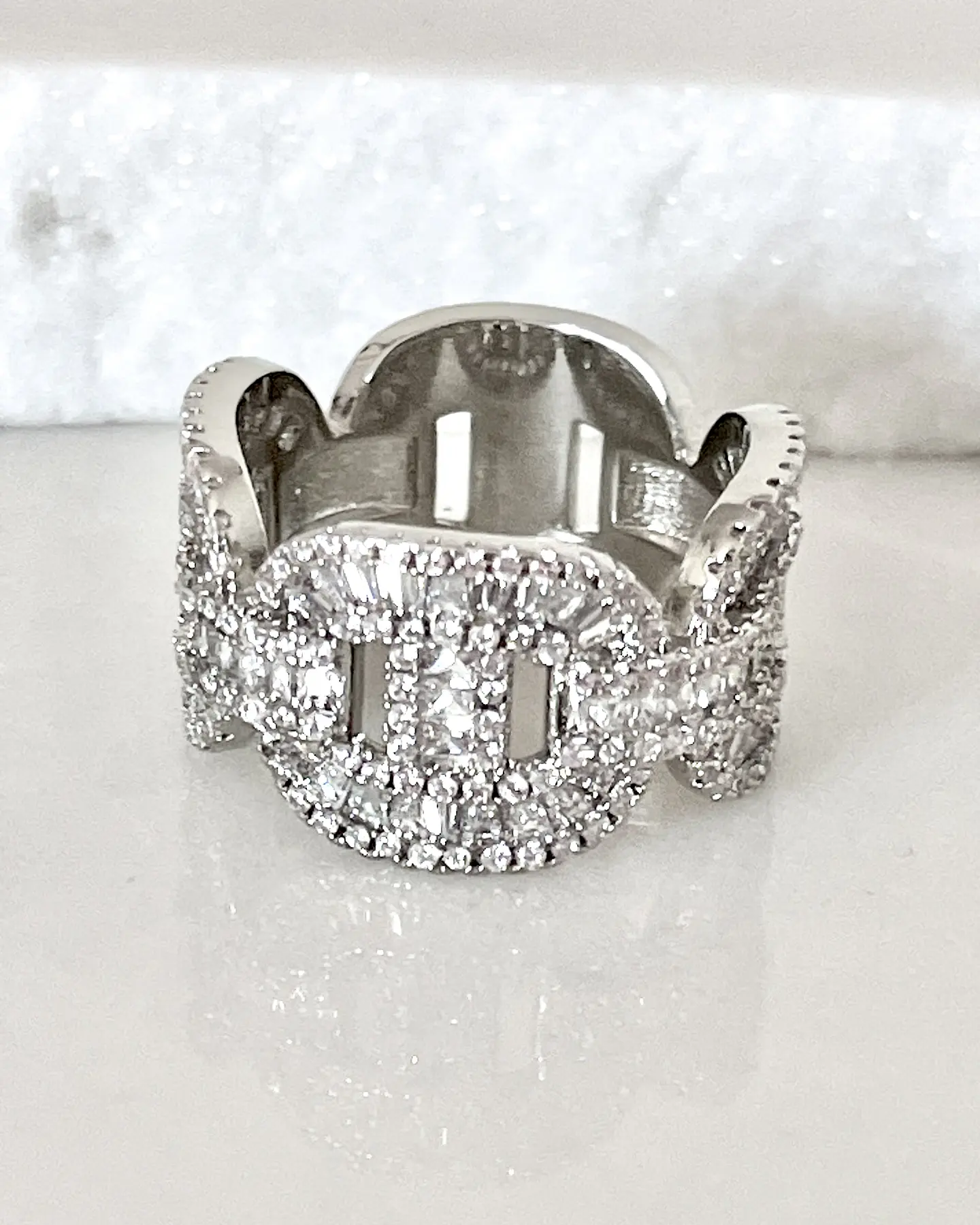 Maxi Anillo Altaria Eslabones Circón silver  3