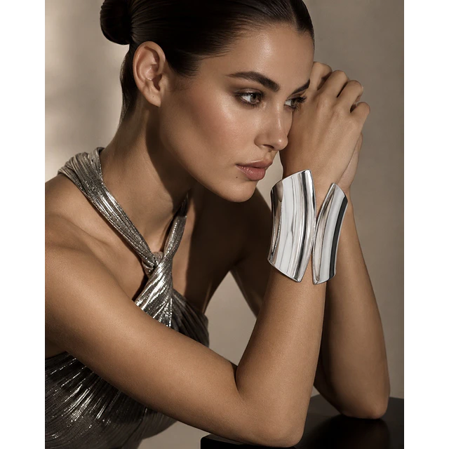 Maxi Brazalete Geométrico Silver
