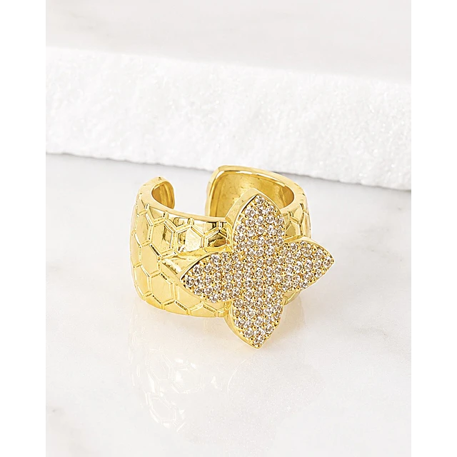 Anillo Flor Circones Gold