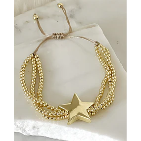 Pulsera Estrella Triple balines gold