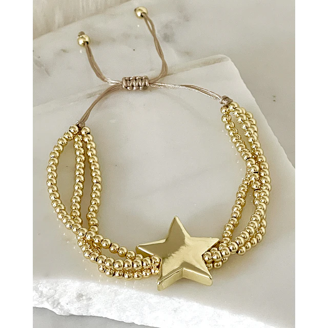 Pulsera Estrella Triple balines gold