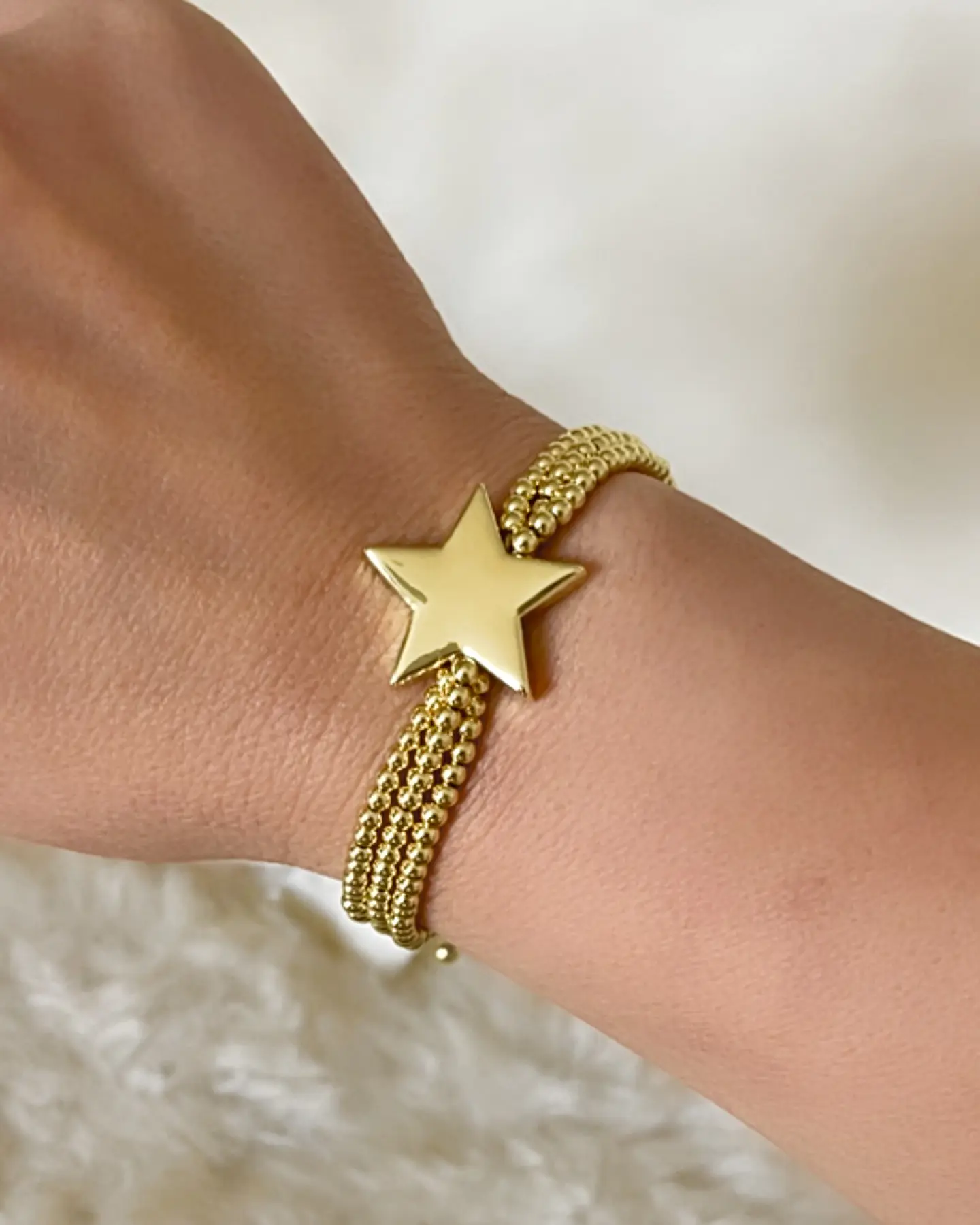 Pulsera Estrella Triple balines gold 2