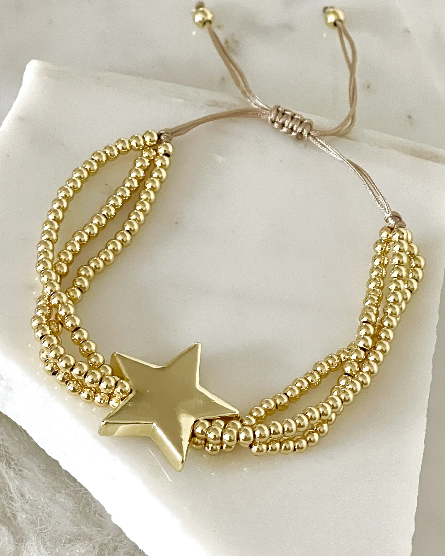 Pulsera Estrella Triple balines gold 3