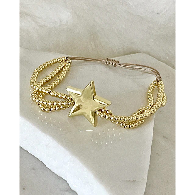Pulsera Estrella Triple balines gold