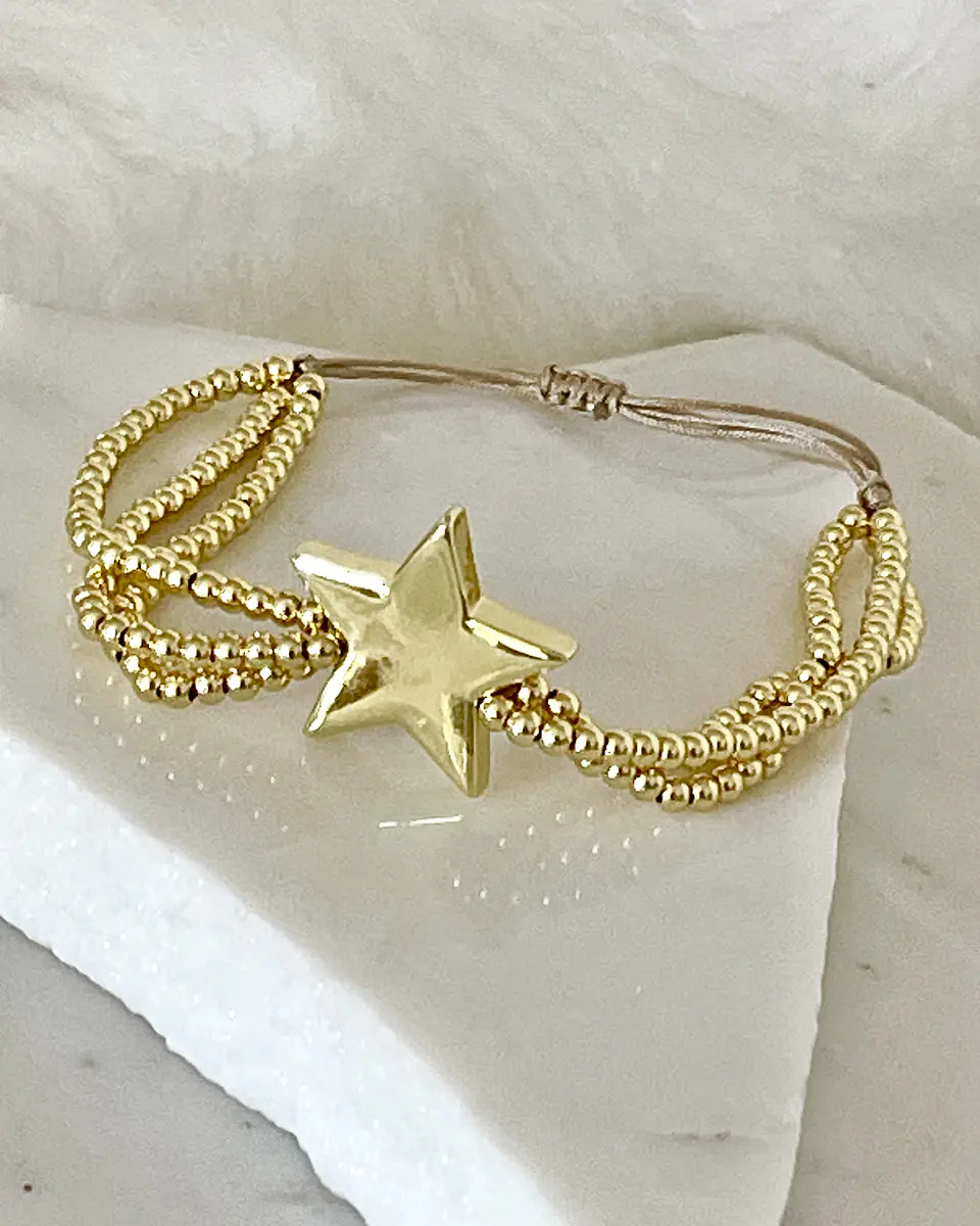Pulsera Estrella Triple balines gold 4