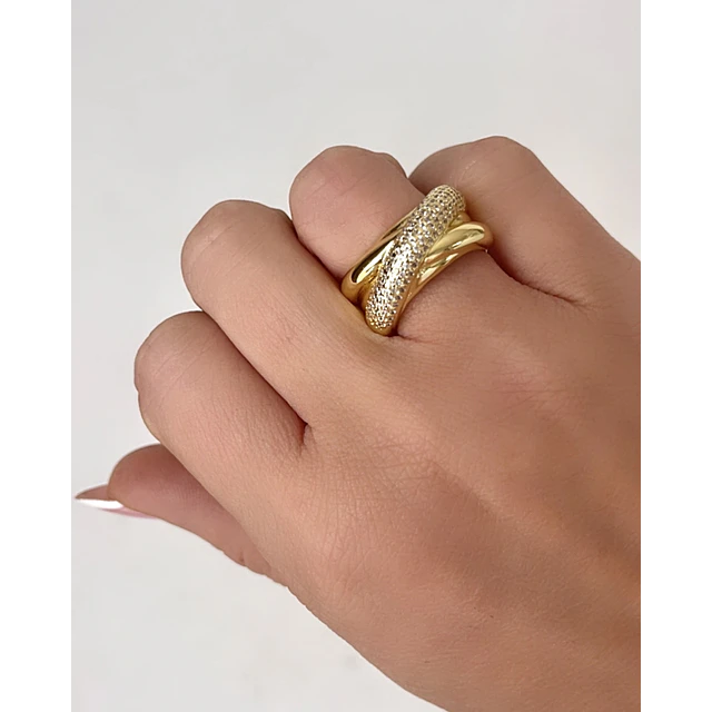 Anillo Doble  Entrelazado Circones ajustable 