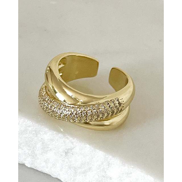 Anillo Doble  Entrelazado Circones ajustable 