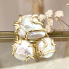  Anillo Trío de Maxi Perlas de Agua dulce gold