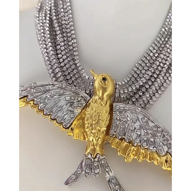 Maxi Choker Águila  Strass Silver Gold