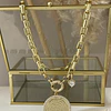 Collar Medallón Padre Nuestro Circones eslabones rectangulares macizos gold