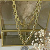 Collar Medalla San Benito Reversible Eslabones rectangulares gold