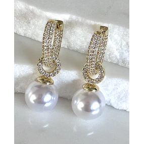 Aros Agolla y Perlas Circones Etienne Gold