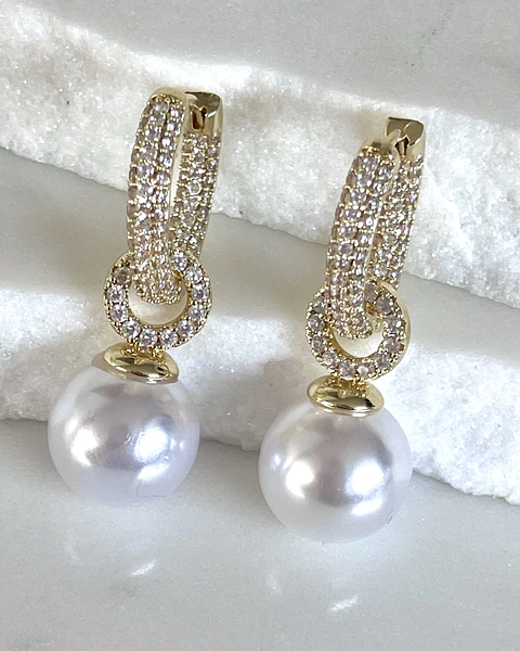 Aros Agolla y Perlas Circones Etienne Gold
