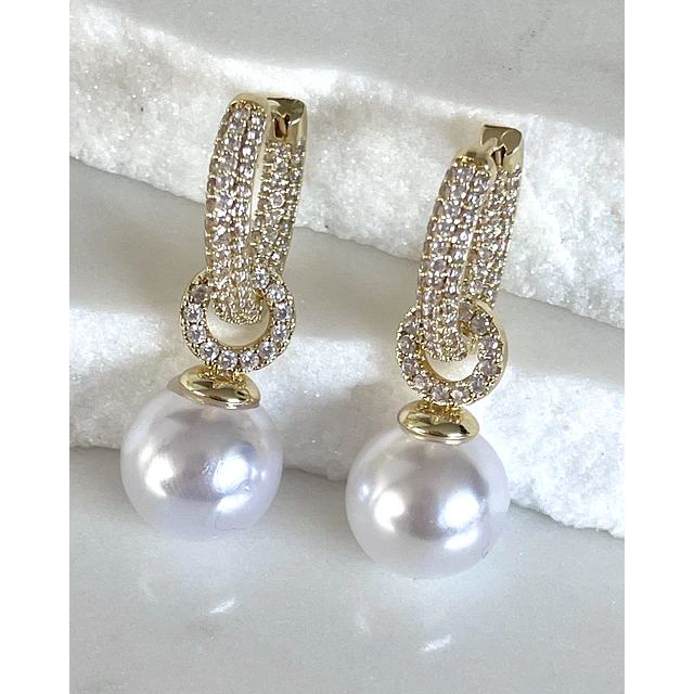 Aros Agolla y Perlas Circones Etienne Gold