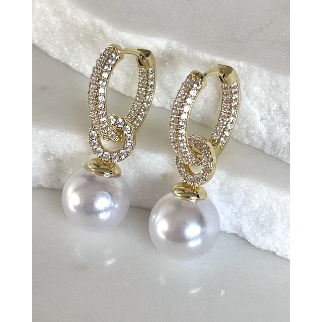 Aros Agolla y Perlas Circones Etienne Gold
