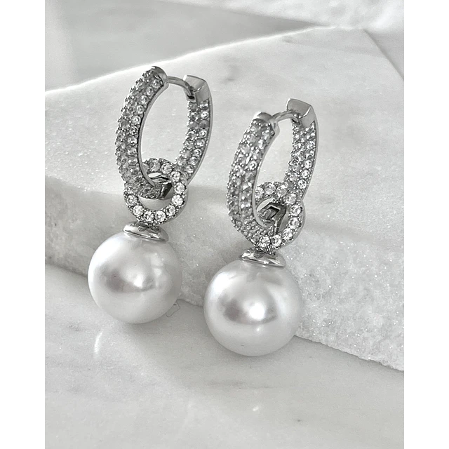 Aros Agolla y Perlas Circones Etienne Silver