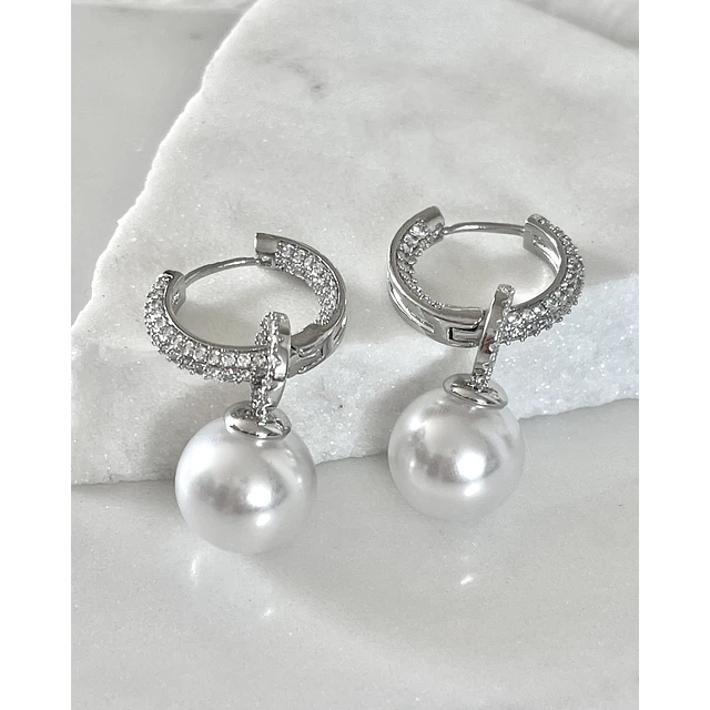 Aros Agolla y Perlas Circones Etienne Silver