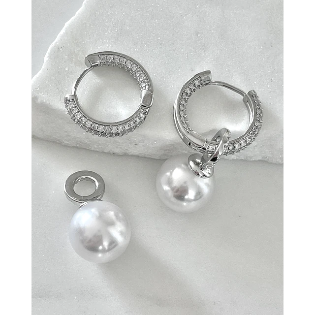 Aros Agolla y Perlas Circones Etienne Silver