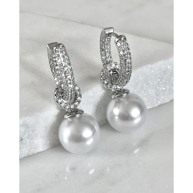 Aros Agolla y Perlas Circones Etienne Silver