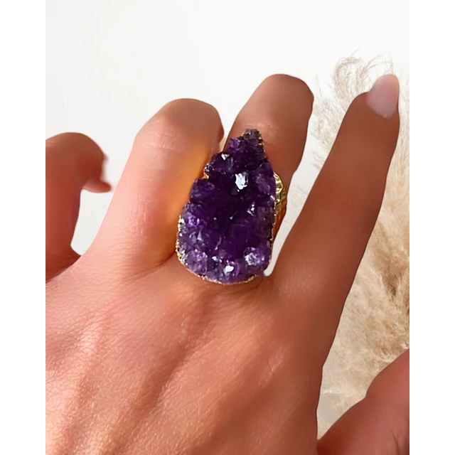 Anillo Maxi Amatista Drusa Gold