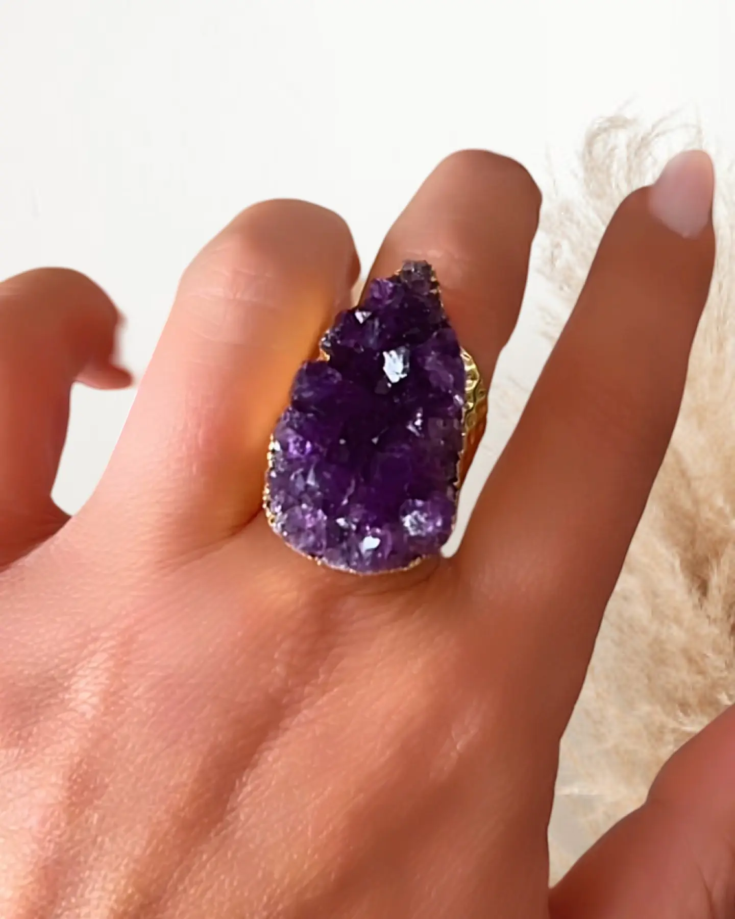 Anillo Maxi Amatista Drusa Gold 2
