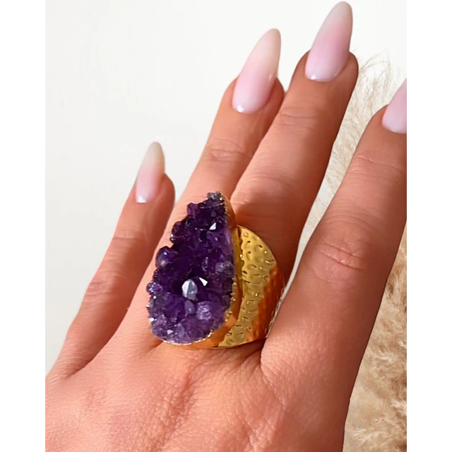 Anillo Maxi Amatista Drusa Gold